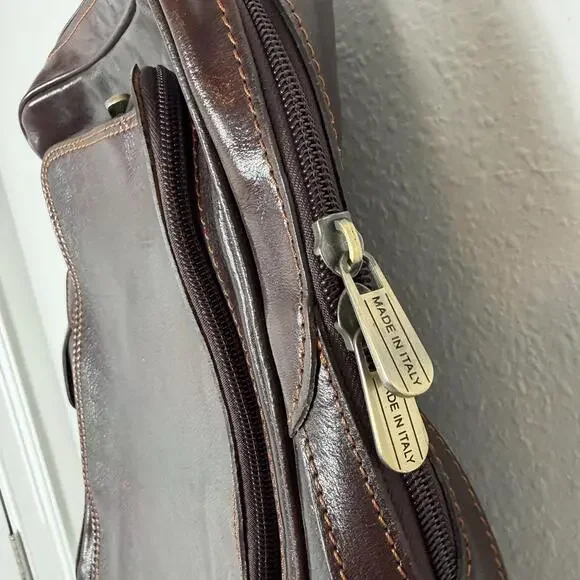 Vera Pelle Dark Brown Italian Leather Backpack Made in Italy Luxury - Picture 6 of 15